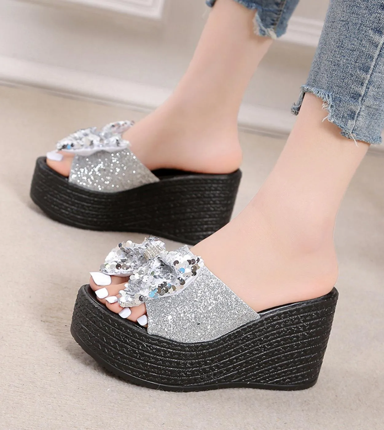 2022 platform sandals women's summer beach shoes slippers indoor outdoor fashion heels