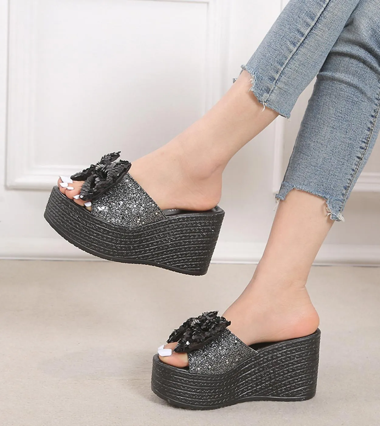 2022 platform sandals women's summer beach shoes slippers indoor outdoor fashion heels