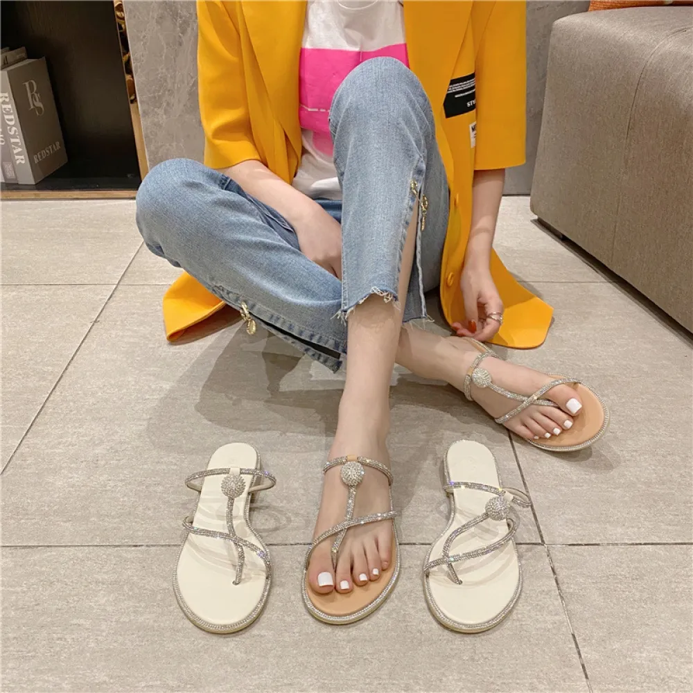 2024 nuovi sandali romani con cinturino alla moda e strass, perfetti per l'estate e lo sport.