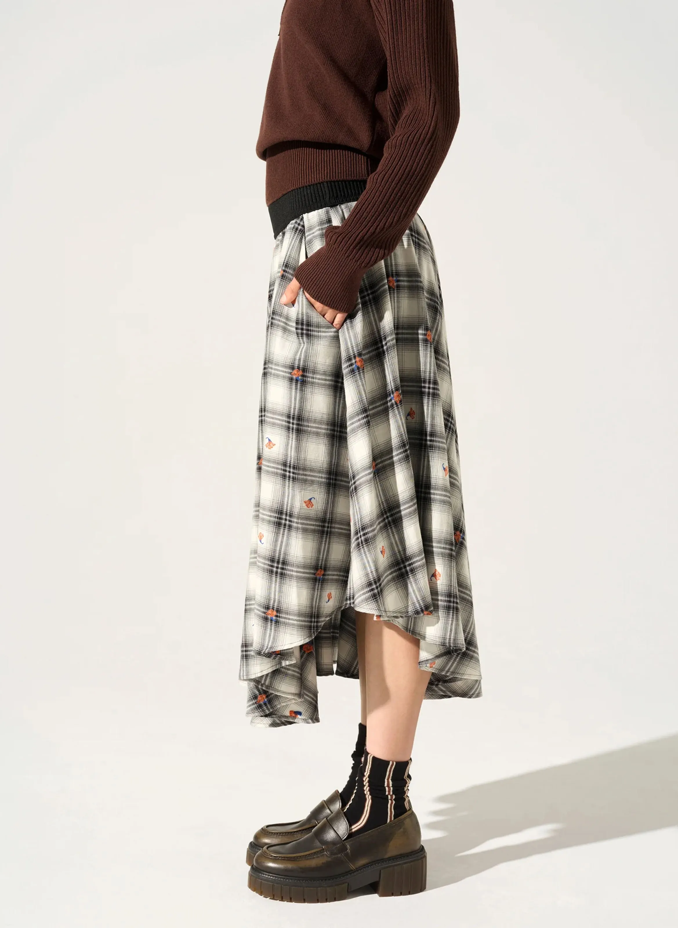  ACOTE   ANA - Gonna midi in cotone stampato | Blu