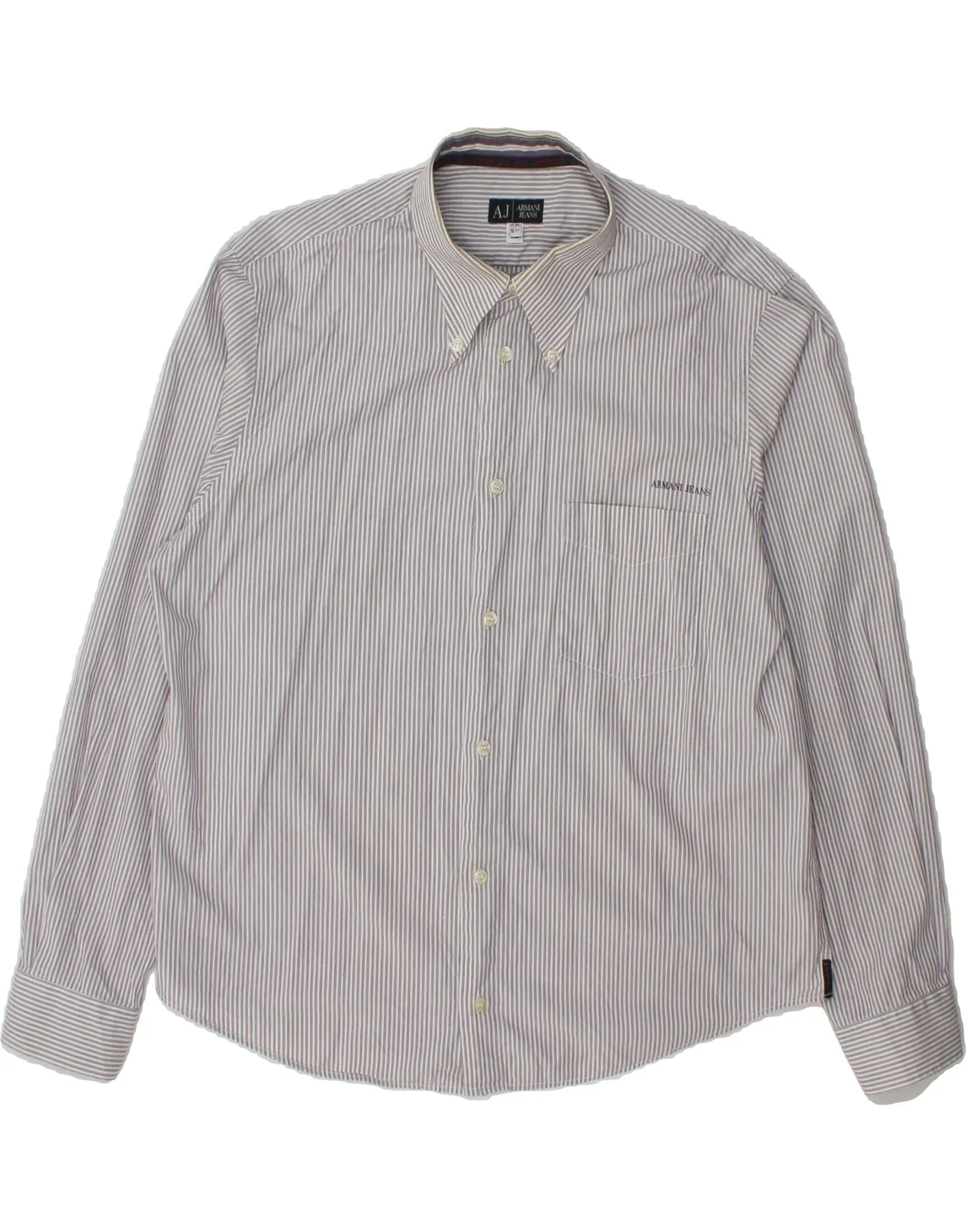 ARMANI JEANS Mens Shirt Large Grey Pinstripe Cotton