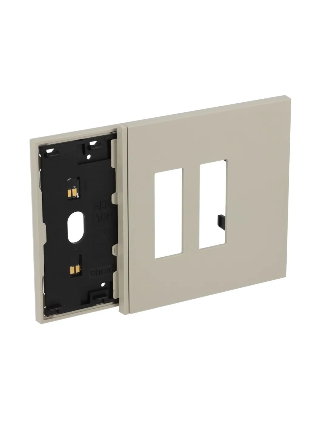 Bticino Living Now KM8103M02 Frame 3 Moduli Sabbia con mostrina doppia presa Italia, per supporto K4703
