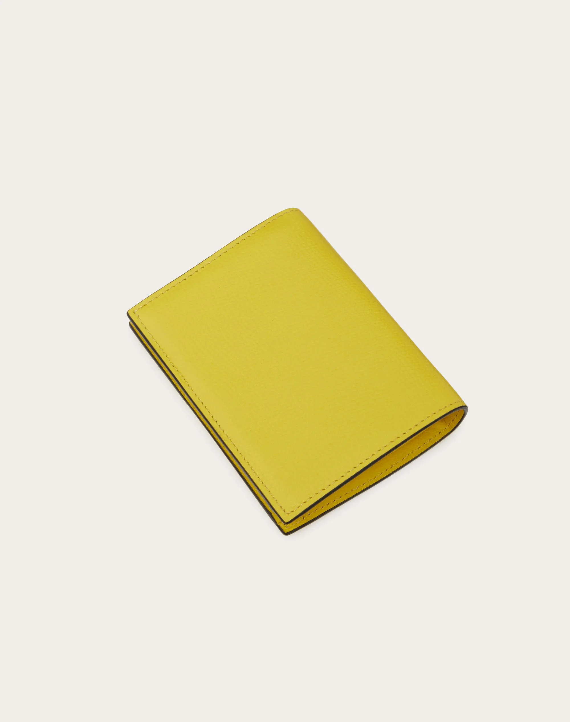 Compact Wallet with Signature Logo in Garnet Calfskin