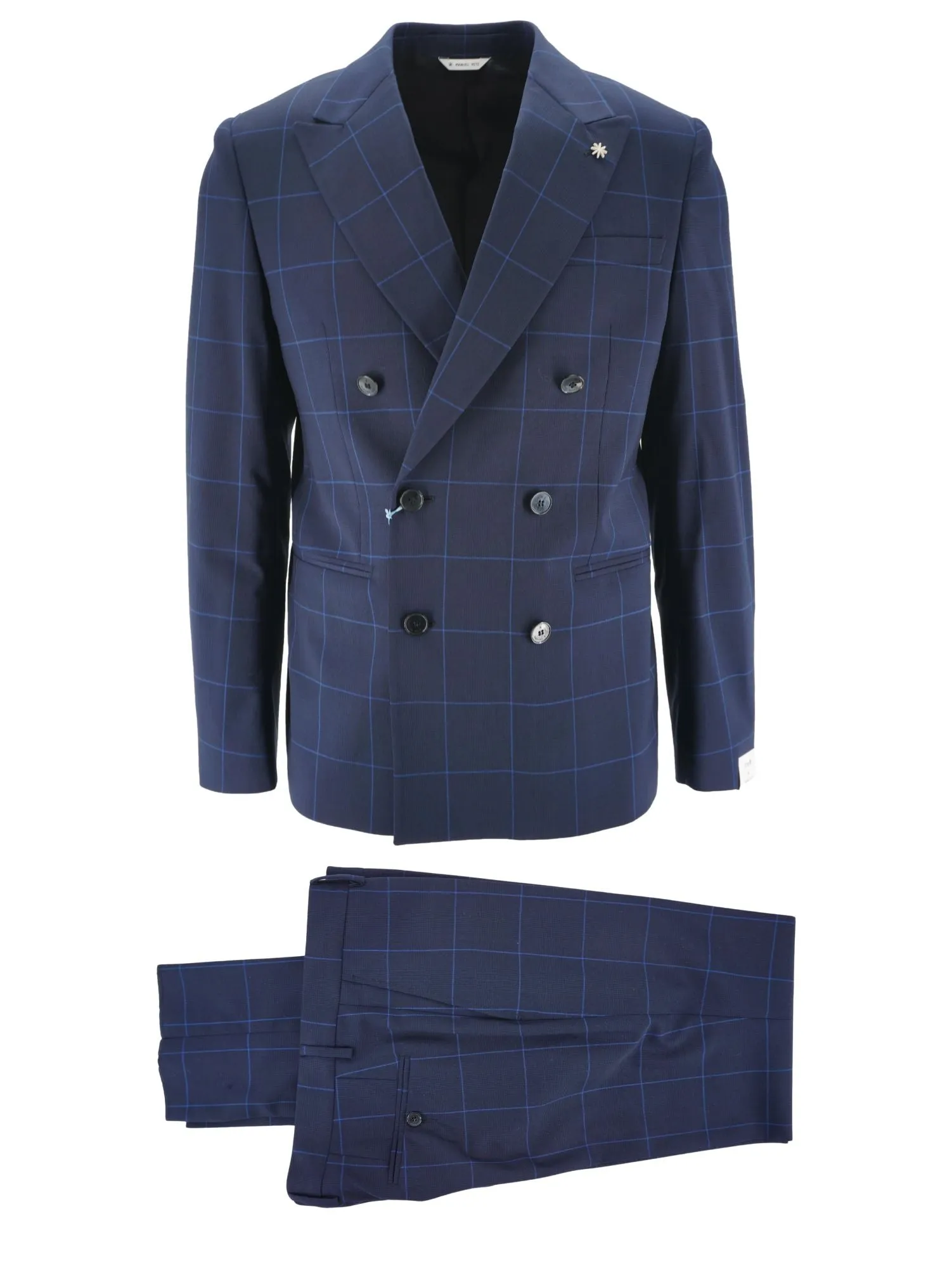 Double-breasted Suit with Pattern / Blue