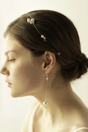 Grandi orecchini con archetto da sposa con filo di seta di pesce perla