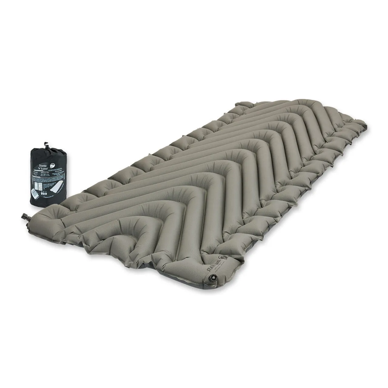 Klymit Static V Luxe Compact Inflatable Sleeping Pad - Stone Grey