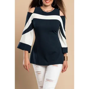 Ninita Dark Blue Bell Sleeve T-shirt