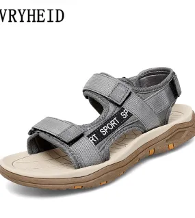 New men's leather beach sandals open hiking shoes flat summer sports sandals.