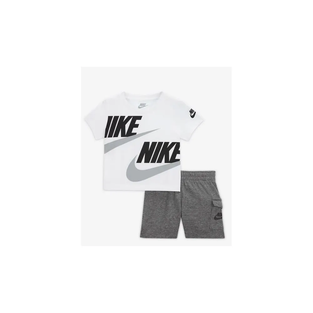 Nike Boys Cargo Shorts Set Carbon Heather White Black Grey Child 66J213