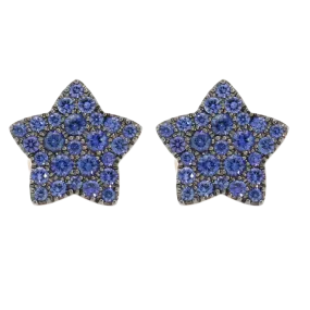 Orecchini stella oro rosa e zaffiri blu