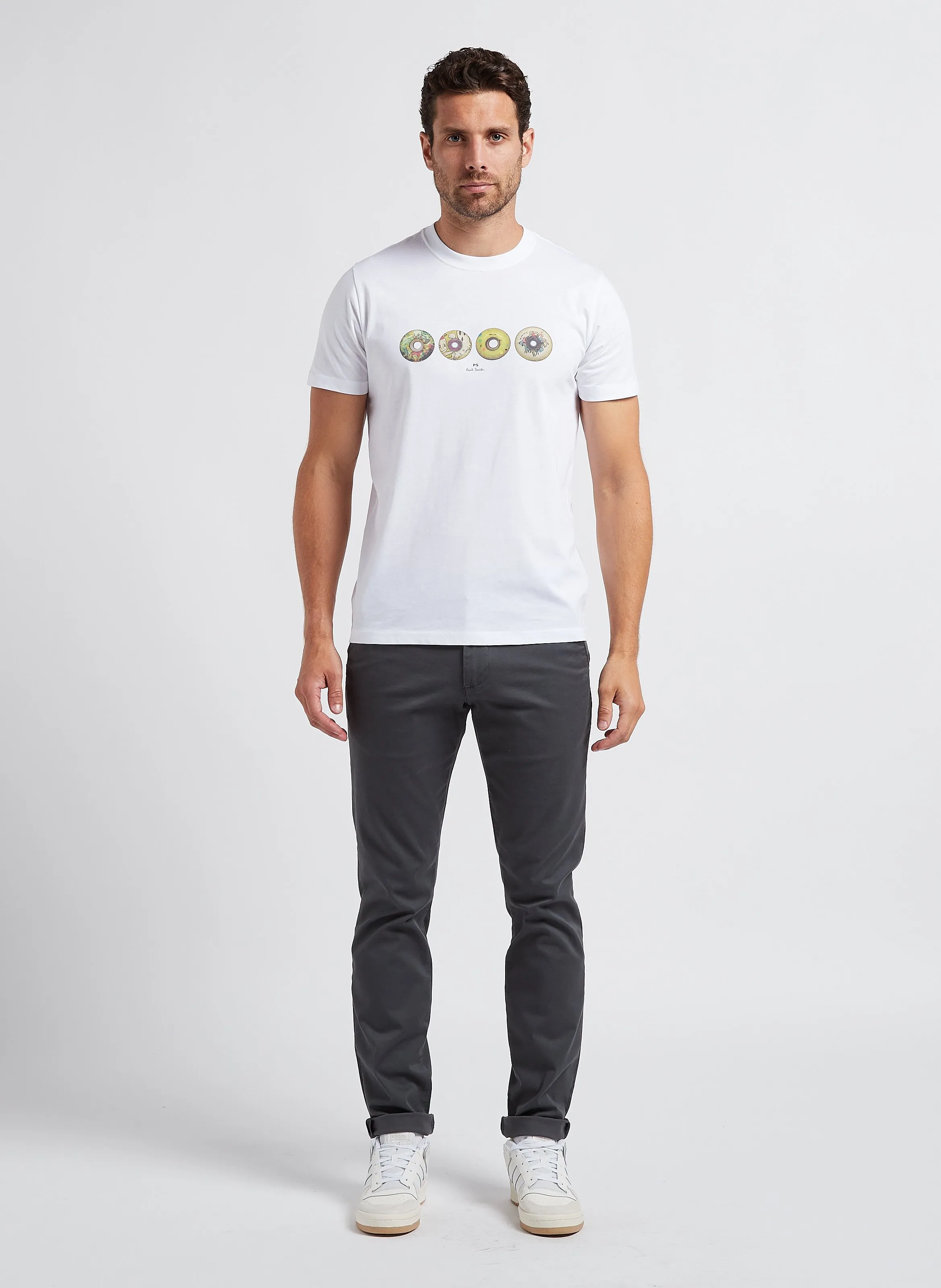  PAUL SMITH   T-shirt scollo tondo in cotone biologico | Bianco