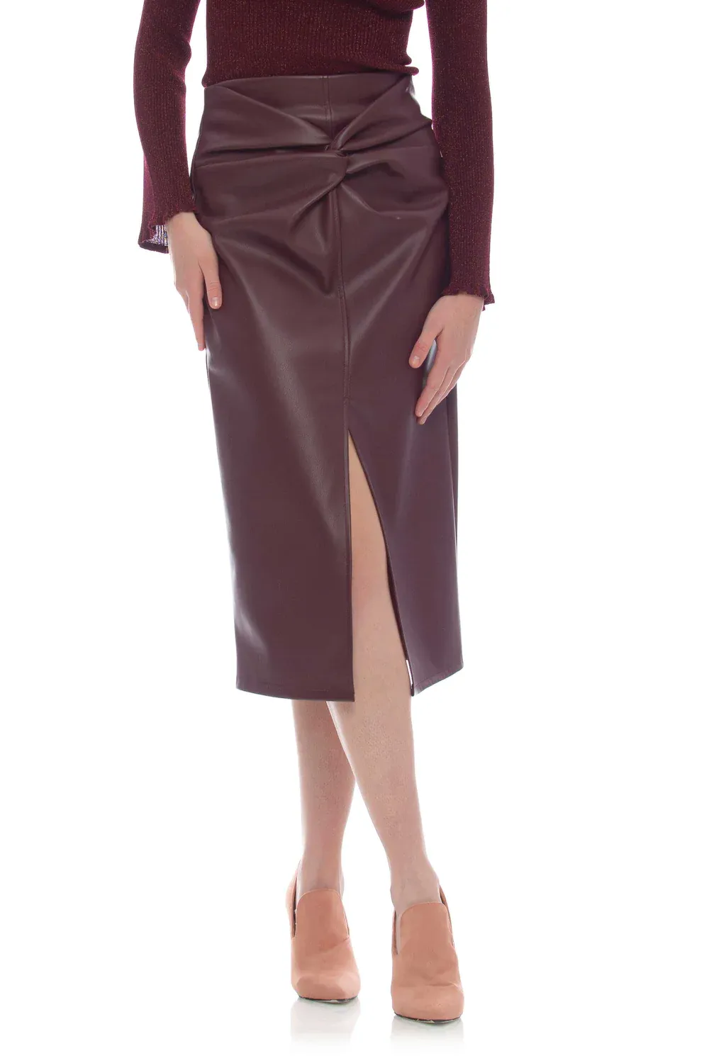 Pencil Skirt with Central Slit / Bordeaux