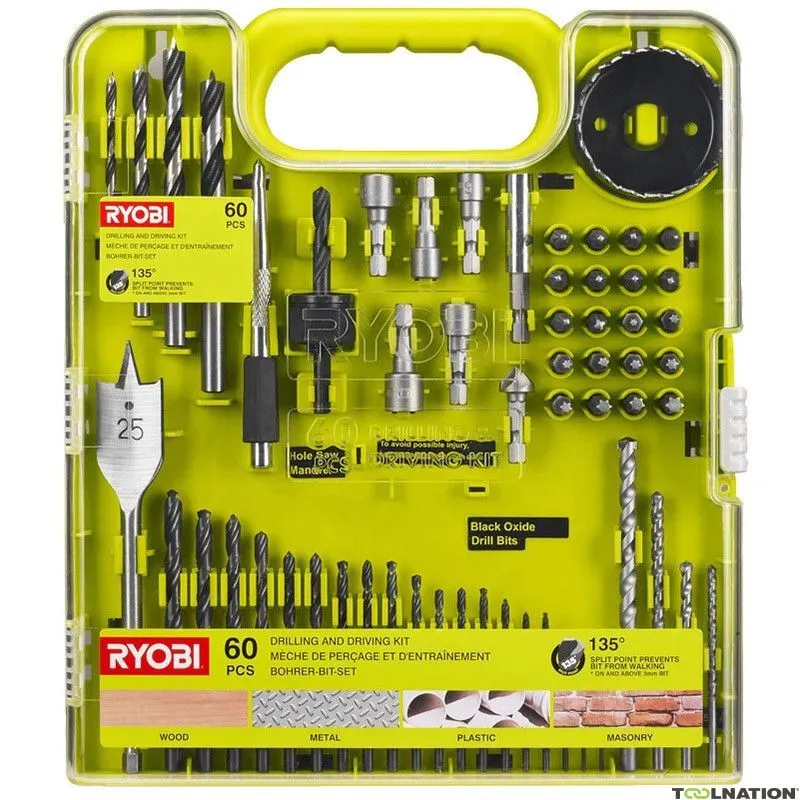 Ryobi 5132004664 RAKDD60 Punte da 60 pezzi
