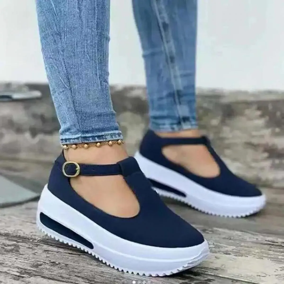 Vintage Women's Wedge Sandals, Buckle Strap Platform Sandals with Thick Sole