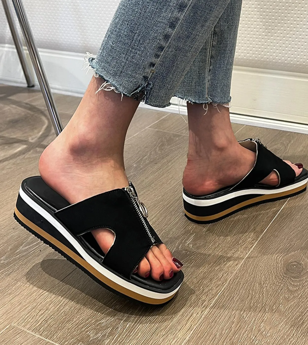 Sandali donna 2022 tacco Slip On Zeppe Scarpe Pantofole estive Mujer platea