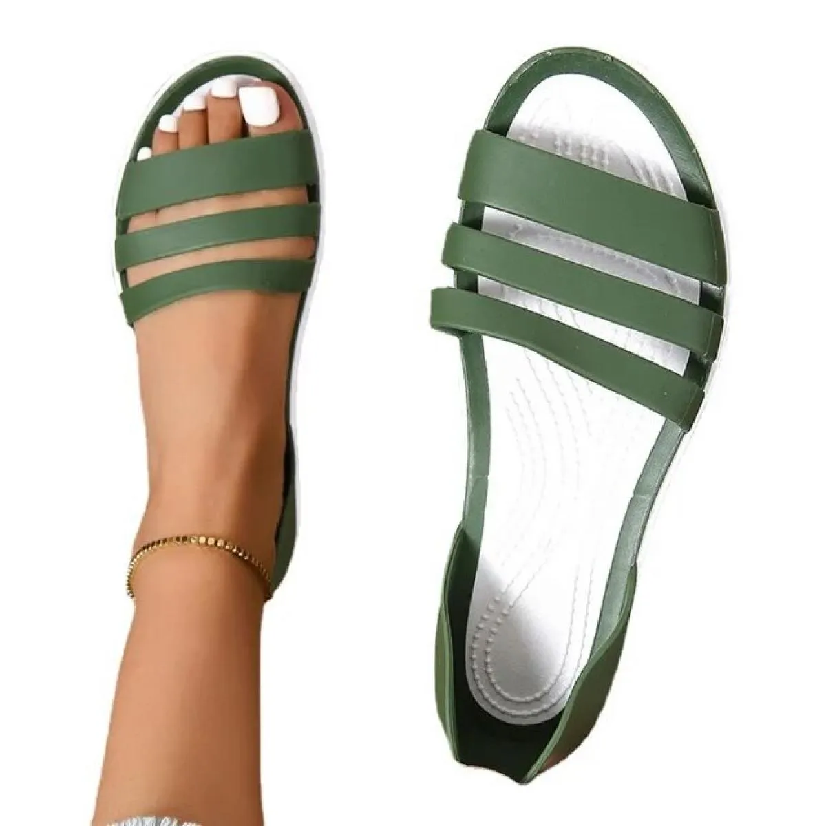 2023 Hot Sale Women's Shoes Slip On Women's Sandals Summer Beach Sandals Women Narrow Band Flats Shoes.