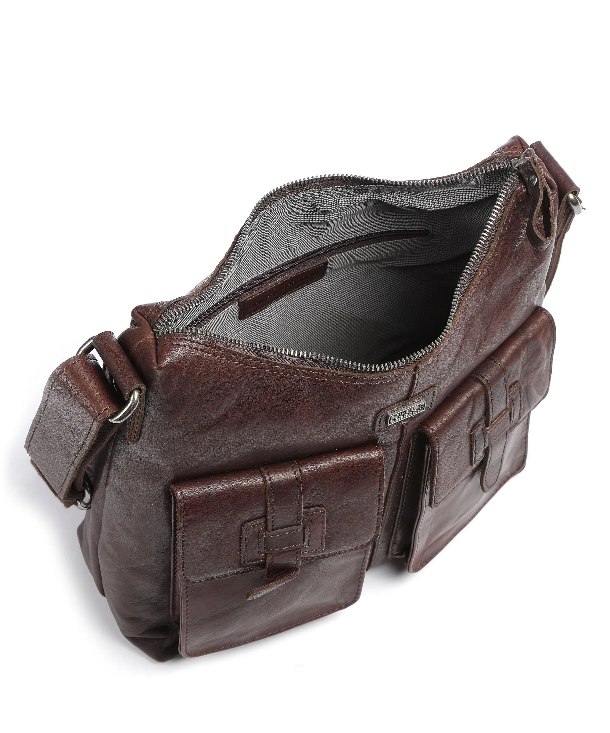  Spikes & Sparrow Bronco Borsa hobo pelle granulata marrone scuro  