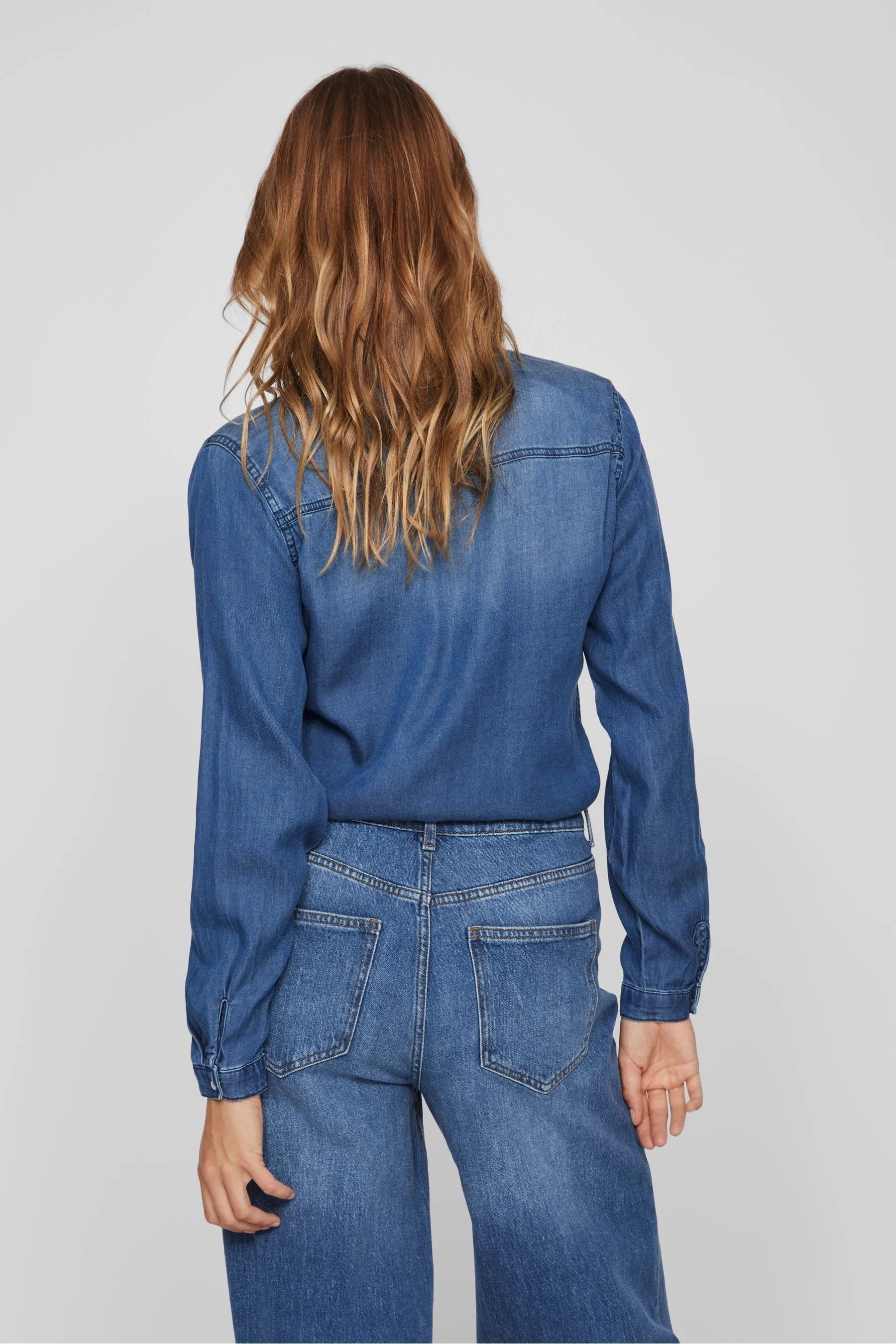 VILA - Lightweight Shirt with Denim Pocket
