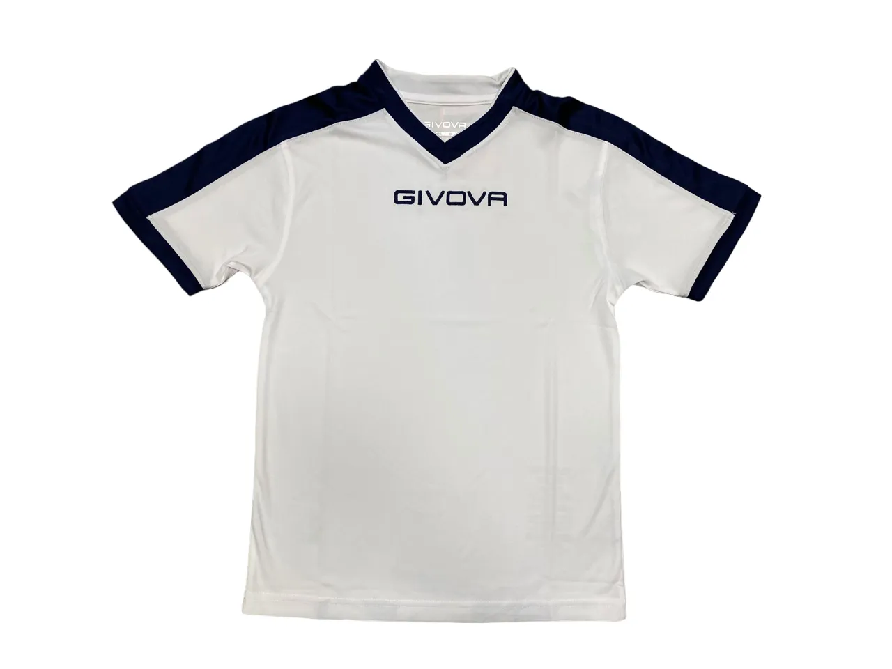 White and blue Givova Revolution MAC04+P018 football kit.