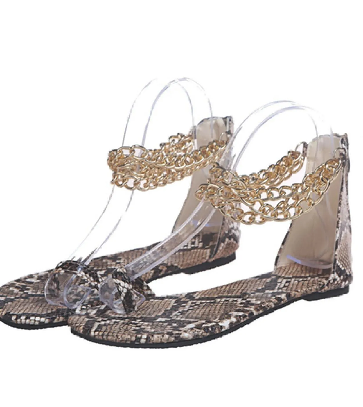 Women's Open-Toe Summer Sandals Flat Heel Fashionable Comfortable Chain Sandals Zapatos Mujer Sandal for Women