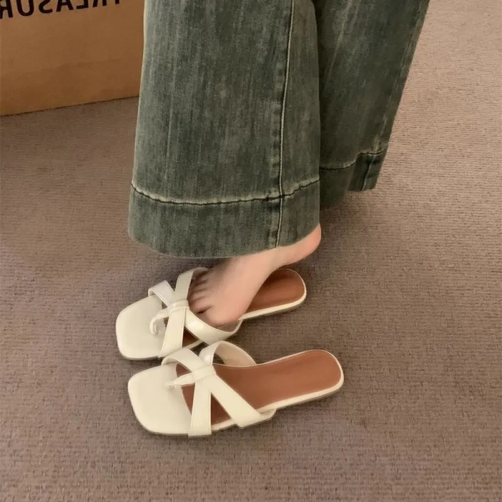 Women's Roman Style Flat Sandals - Silver Summer Beach Shoes