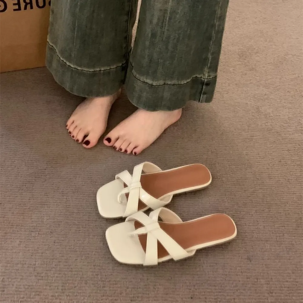 Women's Roman Style Flat Sandals - Silver Summer Beach Shoes